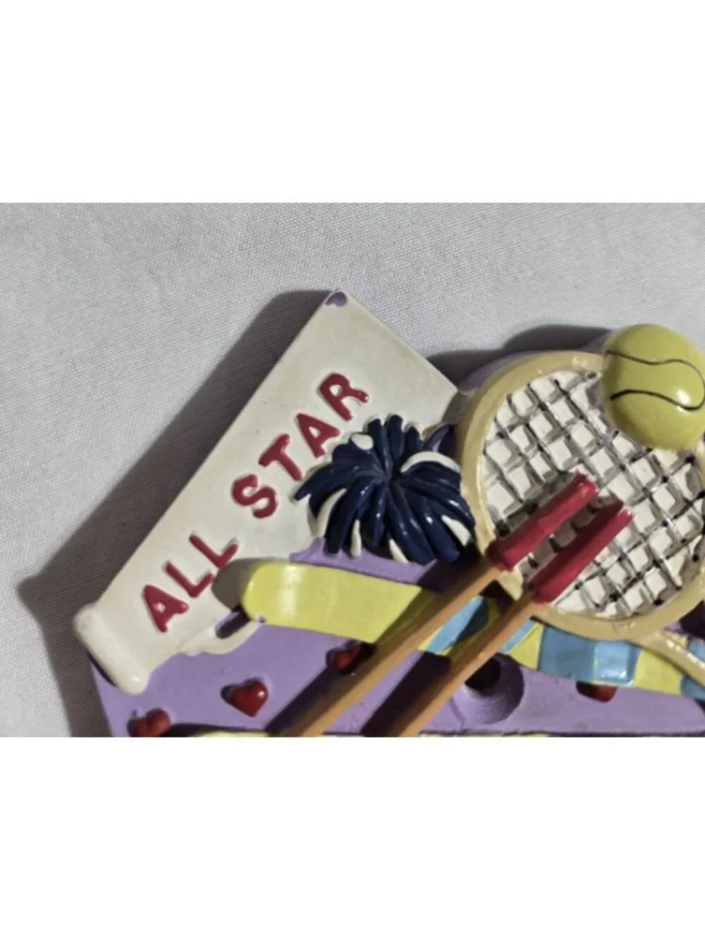 Vintage 90s Girls Sports Light Switch Plate Cover All Star Soccer Tennis Resin